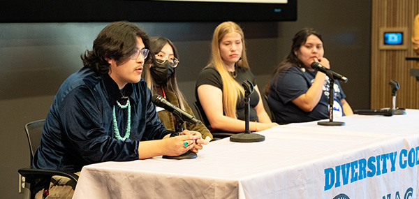 Student panel at Native American College day