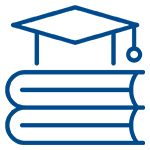 Graduation cap and books icon